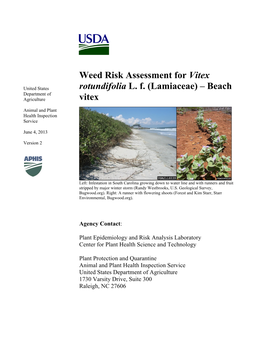 Weed Risk Assessment for Vitex Rotundifolia L. F. (Lamiaceae)
