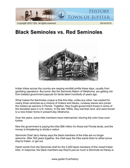 Black Seminoles Vs. Red Seminoles