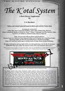 A Dark Heresy Supplement by C.S. Barnhart -.:: GEOCITIES.Ws