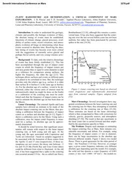 IN-SITU RADIOMETRIC AGE DETERMINATION: a CRITICAL COMPONENT of MARS EXPLORATION. J. B. Plescia1 and T. D. Swindle2, 1Applied