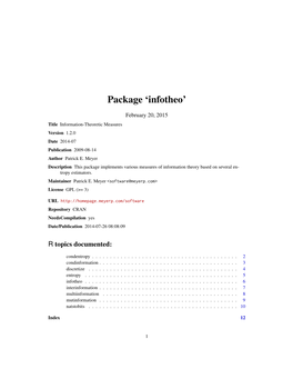 Package 'Infotheo'