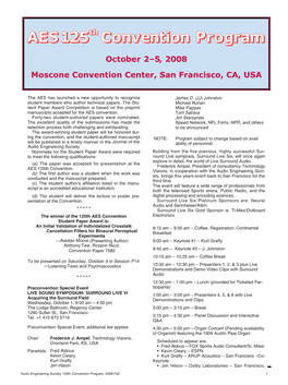 Convention Program, 2008 Fall 1 Technical Progra M CA