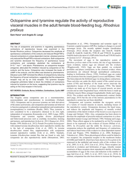 Octopamine and Tyramine Regulate the Activity of Reproductive Visceral Muscles in the Adult Female Blood-Feeding Bug, Rhodnius Prolixus Sam Hana* and Angela B