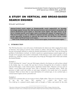 A Study on Vertical and Broad-Based Search Engines