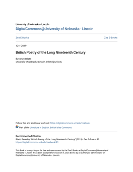 British Poetry of the Long Nineteenth Century
