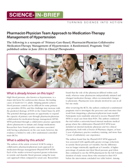 Pharmacist-Physician Team Approach to Medication-Therapy