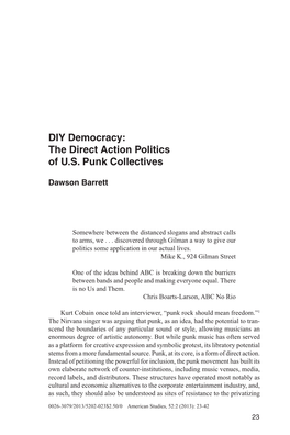 The Direct Action Politics of US Punk Collectives