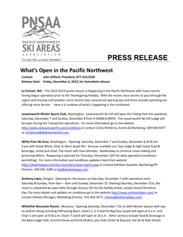PNSAA Press Release