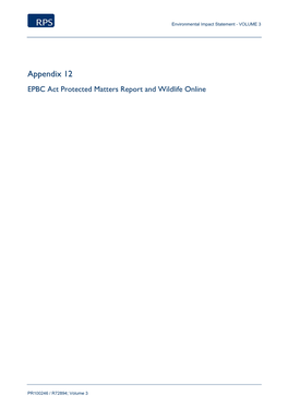 App. 12 – EPBC Act Protected Matters Report and Wildlife Online