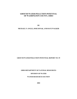 Ground Water Pollution Potential of Washington County, Ohio