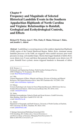 Frequency and Magnitude of Selected Historical Landslide Events in The