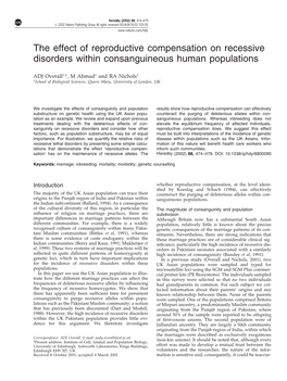 The Effect of Reproductive Compensation on Recessive Disorders Within Consanguineous Human Populations