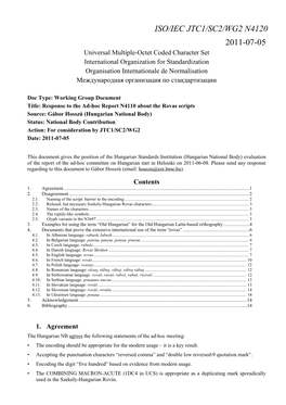 Iso/Iec Jtc1/Sc2/Wg2 N4120 2011-07-05