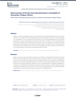 Macromycetes of the San José Educational Park, Municipality Of