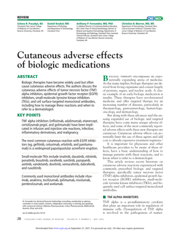 Cutaneous Adverse Effects of Biologic Medications