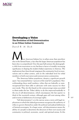 Developing a Voice the Evolution of Self-Determination in an Urban Indian Community David R