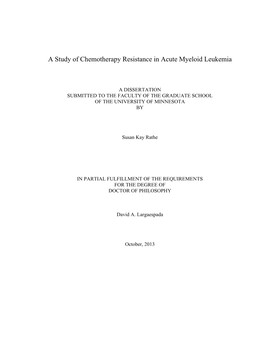 A Study of Chemotherapy Resistance in Acute Myeloid Leukemia