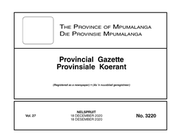 Provincial Gazette Provinsiale Koerant