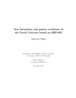 Star Formation and Galaxy Evolution of the Local Universe Based on HIPASS