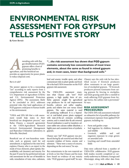 ENVIRONMENTAL RISK ASSESSMENT for GYPSUM TELLS POSITIVE STORY by Karen Bernick