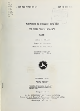 Automotive Maintenance Data Base for Model Years 1976-1979