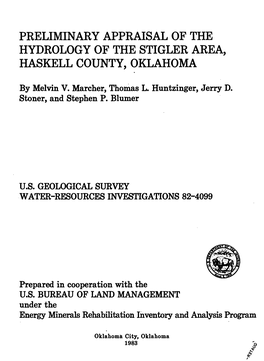 Preliminary Appraisal of the Hydrology of the Stigler Area, Haskell County, Oklahoma