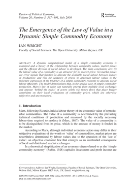 The Emergence of the Law of Value in a Dynamic Simple Commodity Economy