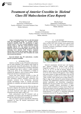 Treatment of Anterior Crossbite in Skeletal Class III Malocclusion (Case Report)