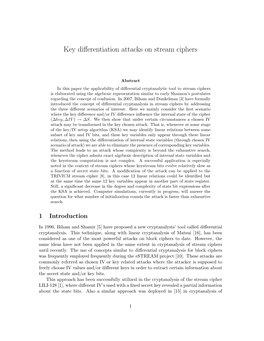 Key Differentiation Attacks on Stream Ciphers