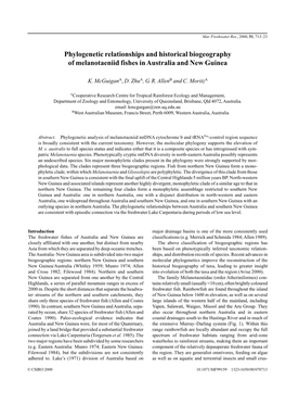 Phylogenetic Relationships and Historical Biogeography of Melanotaeniid Fishes in Australia and New Guinea