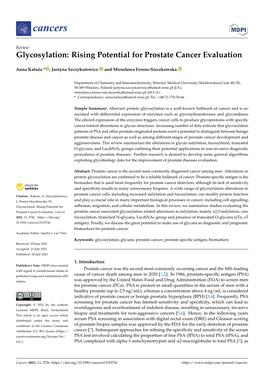 Glycosylation: Rising Potential for Prostate Cancer Evaluation