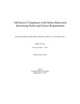 Adchoices? Compliance with Online Behavioral Advertising Notice and Choice Requirements