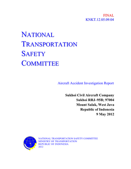 National Transportation Safety Committee Ministry of Transportation Republic of Indonesia 2012