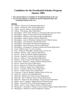 2004 Candidates for the Presidential Scholars Program (PDF)