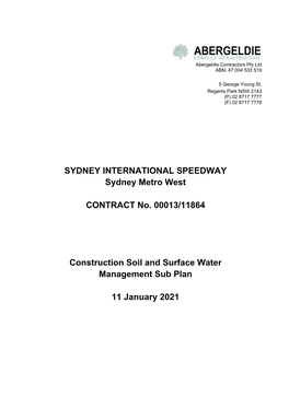 Construction Soil and Surface Water Management Sub Plan