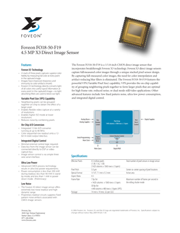 Foveon FO18-50-F19 4.5 MP X3 Direct Image Sensor