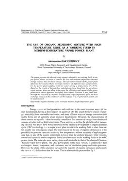 The Use of Organic Zeotropic Mixture with High Temperature Glide As a Working Fluid in Medium-Temperature Vapor Power Plant