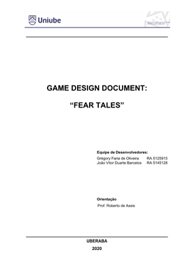 Game Design Document: “Fear Tales”