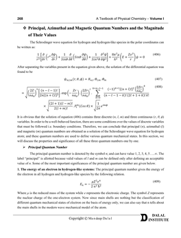 Principal, Azimuthal and Magnetic Quantum Numbers and the Magnitude of Their Values