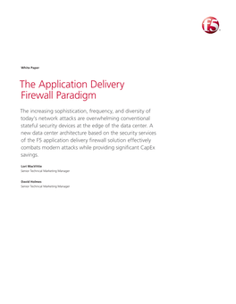 The Application Delivery Firewall Paradigm | F5 White Paper