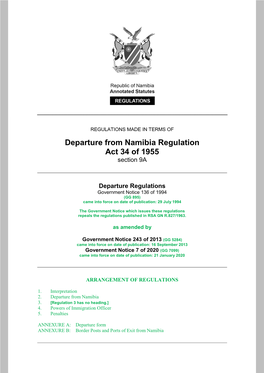 Departure from Namibia Regulation Act 34 of 1955 Section 9A