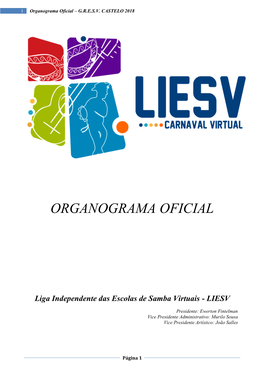 Organograma Oficial – G.R.E.S.V. CASTELO 2018