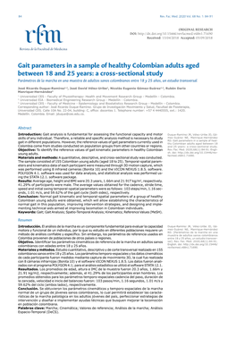 Gait Parameters in a Sample of Healthy Colombian