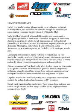 Comunicato Stampa GP MX UK