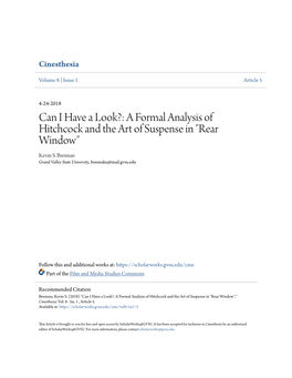 A Formal Analysis of Hitchcock and the Art of Suspense in "Rear Window" Kevin S