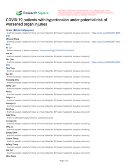 COVID-19 Patients with Hypertension Under Potential Risk of Worsened Organ Injuries