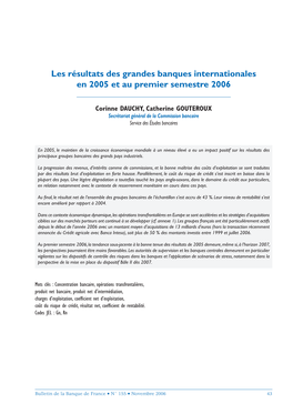 Les Résultats Des Grandes Banques Internationales En 2005 Et Au Premier Semestre 2006