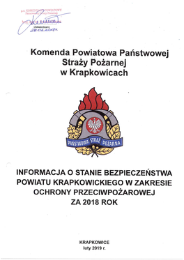Informacja O Stanie Bezpieczeństwa Powiatu Krapkowickiego W Zakresie Ochrony Przeciwpożarowej Za 2018 Rok