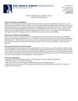 Salivary Gland Infections and Salivary Stones (Sialadentis and Sialithiasis)