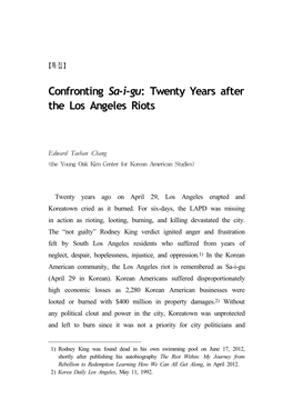 Confronting Sa-I-Gu: Twenty Years After the Los Angeles Riots